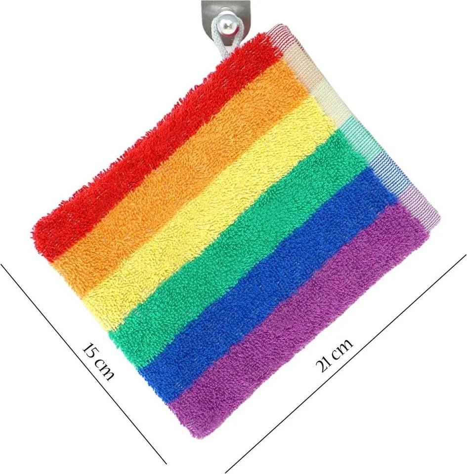 Lashuma Waschhandschuh Regenbogen Set 4er bunte Frottee Waschlappen 15x21 cm - Bild 5
