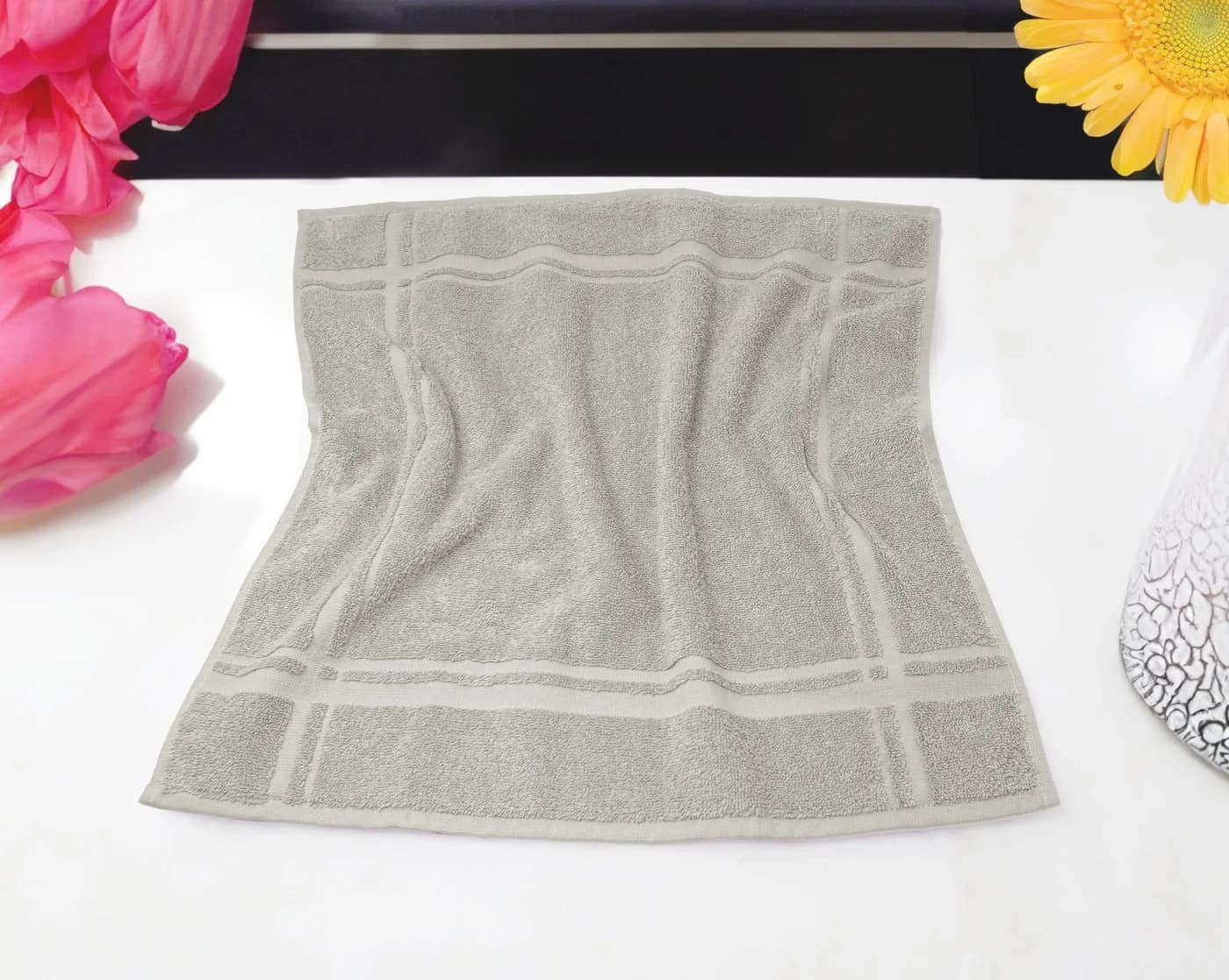 Lashuma Geschirrtuch Set 4-tlg. Frottee 100% Baumwolle Grau