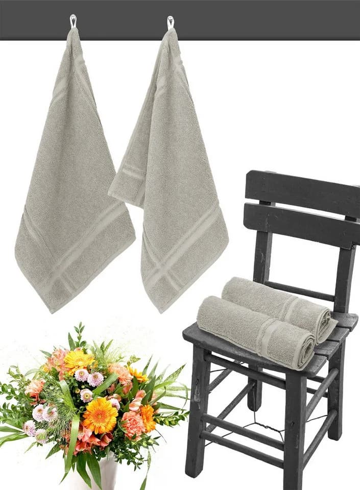 Lashuma Geschirrtuch Set 4-tlg. Frottee 100% Baumwolle Grau - Bild 3