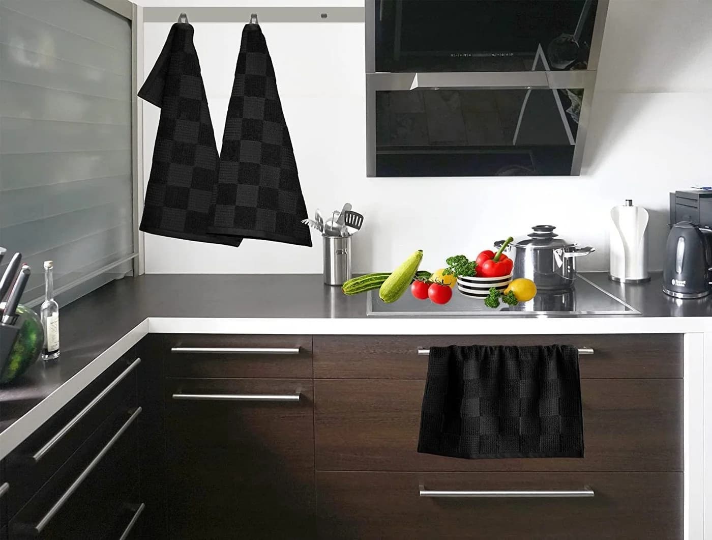 Lashuma Geschirrtuch Frottee Set 3-tlg. Schwarz 50x50 cm - Bild 3