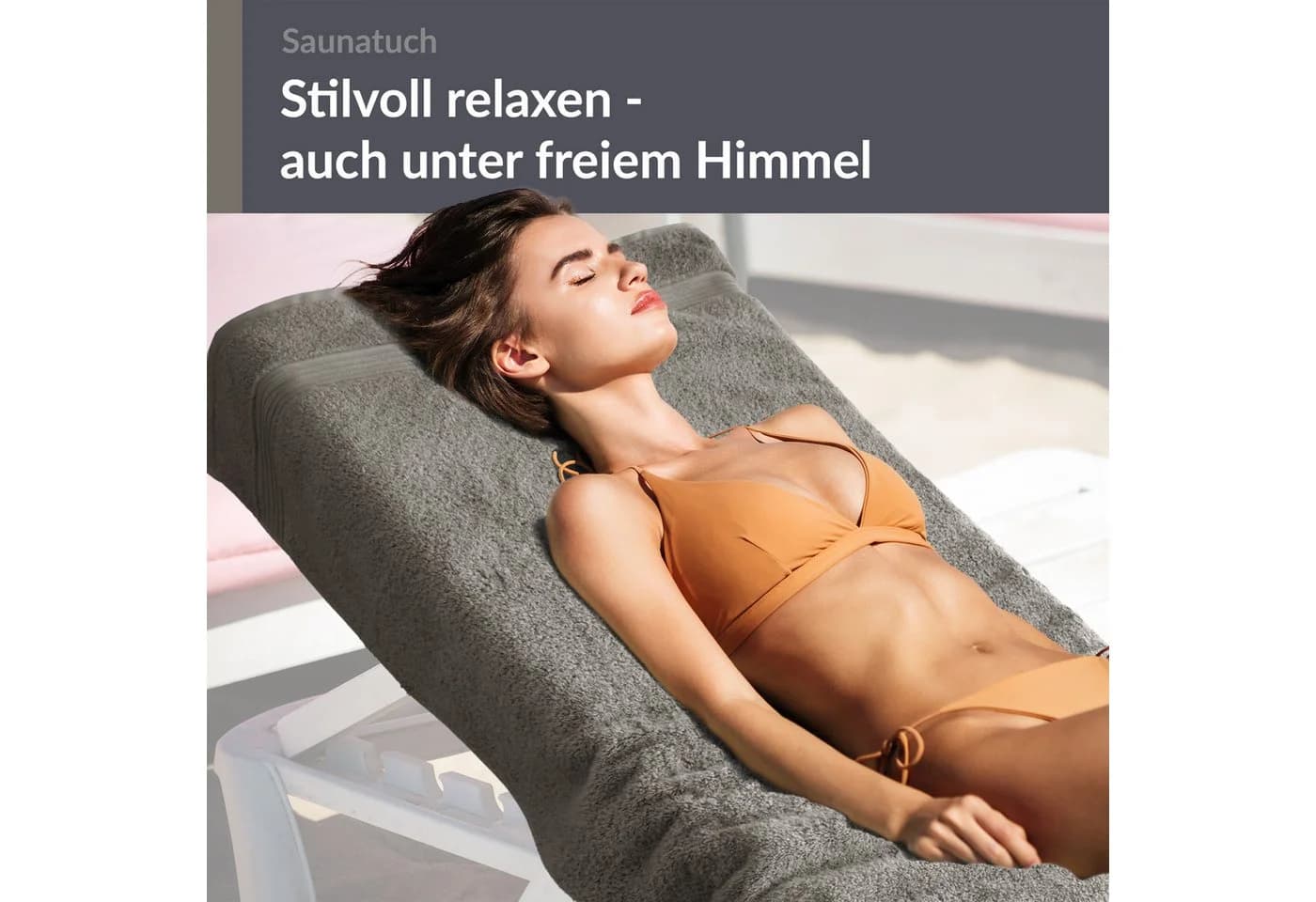 Lashuma Saunatuch XXL 100x200 cm Dunkel Grau Frottee - Bild 5