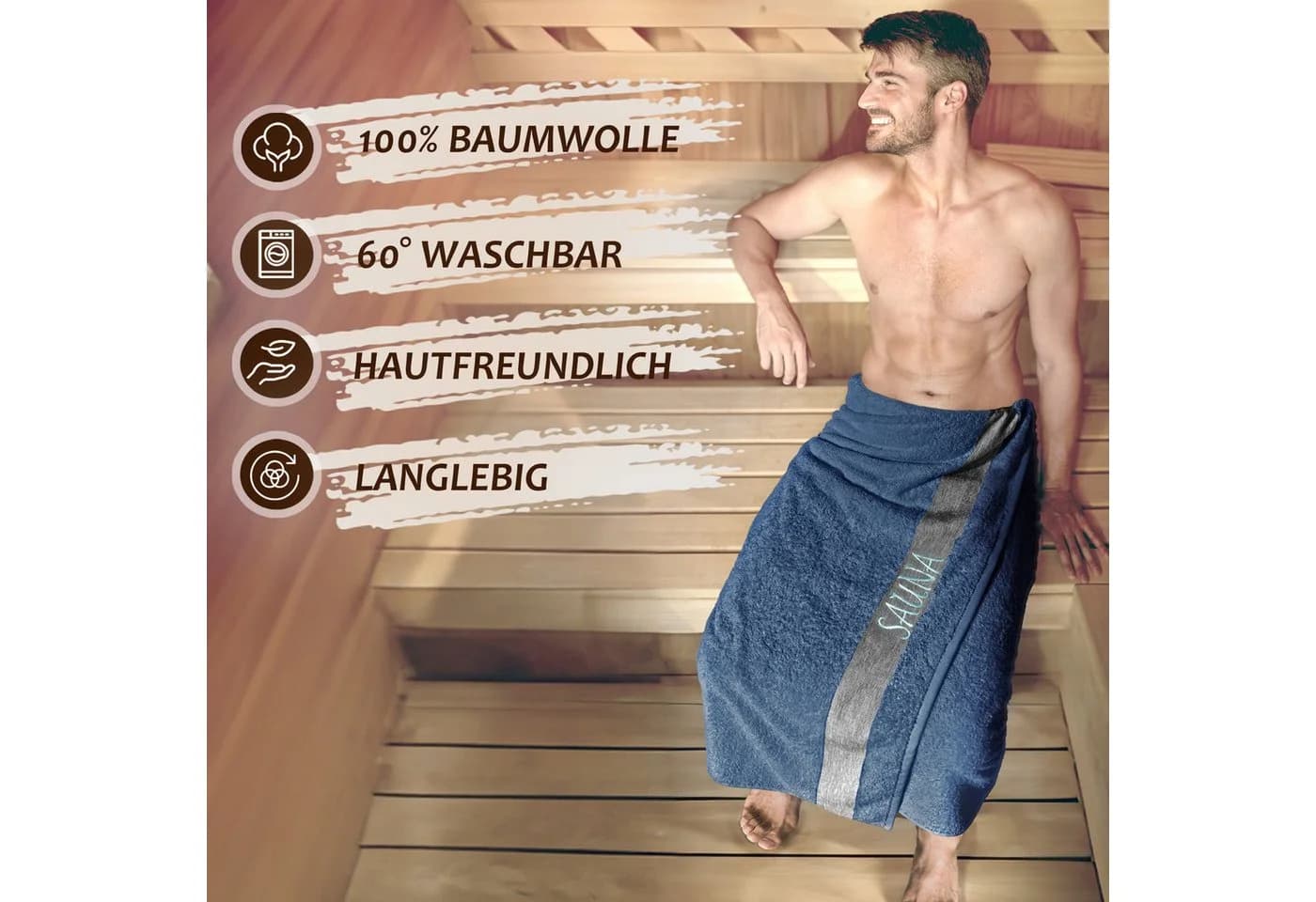 Lashuma Saunatuch XXL Handtuch Lima, 100x200 cm, 100% Baumwolle - Bild 5