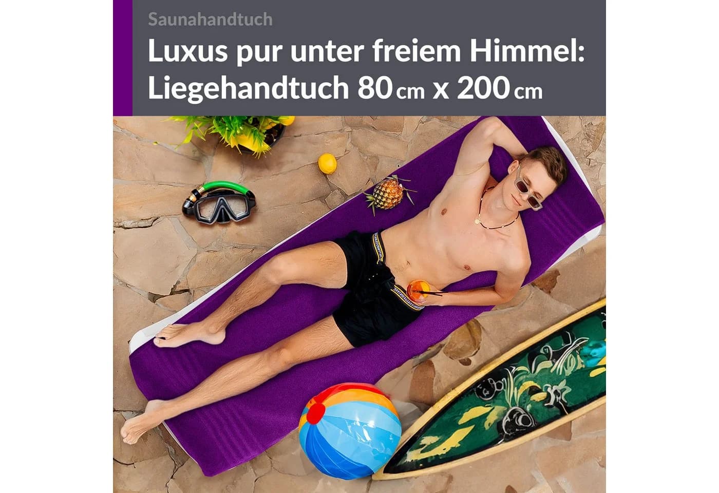 Lashuma Saunatuch XXL 100x200 cm Aubergine Lila Frottee - Bild 4