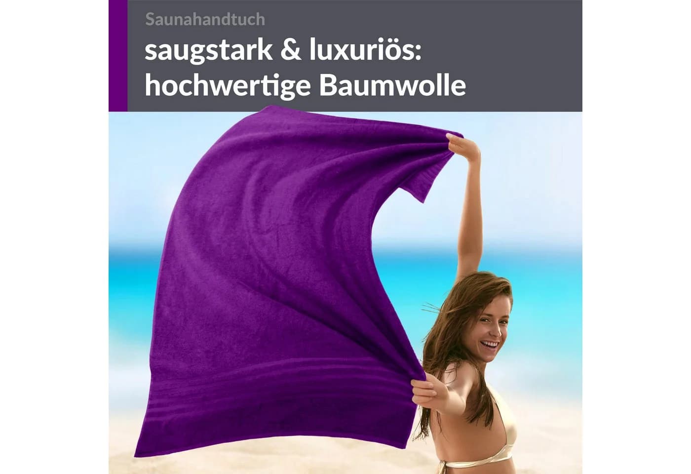 Lashuma Saunatuch XXL 100x200 cm Aubergine Lila Frottee - Bild 5