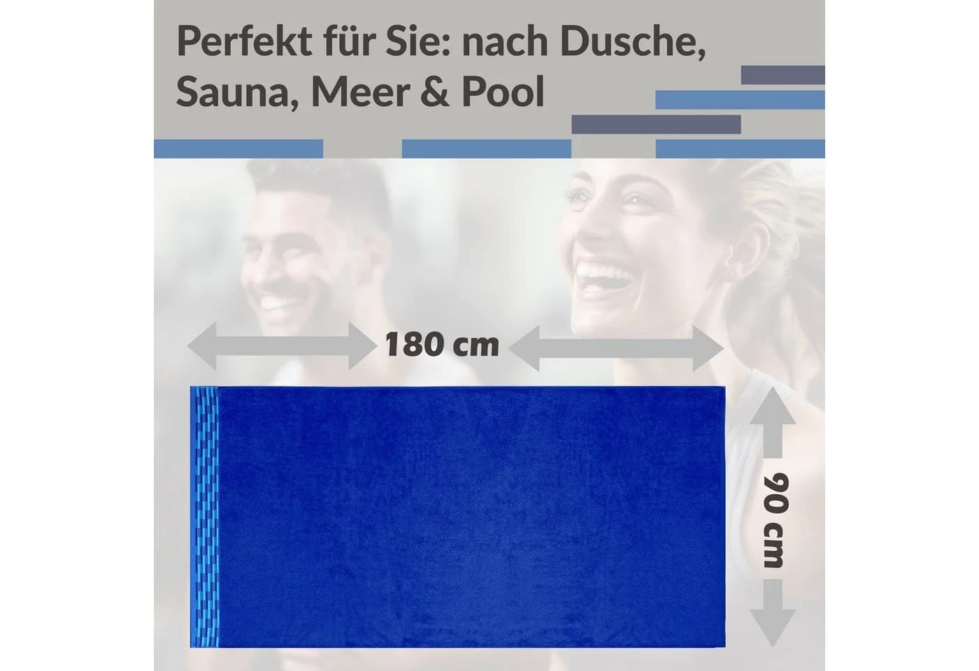 Lashuma Strandtuch 90x180 cm 100% Baumwolle Frottee Blau - Bild 3