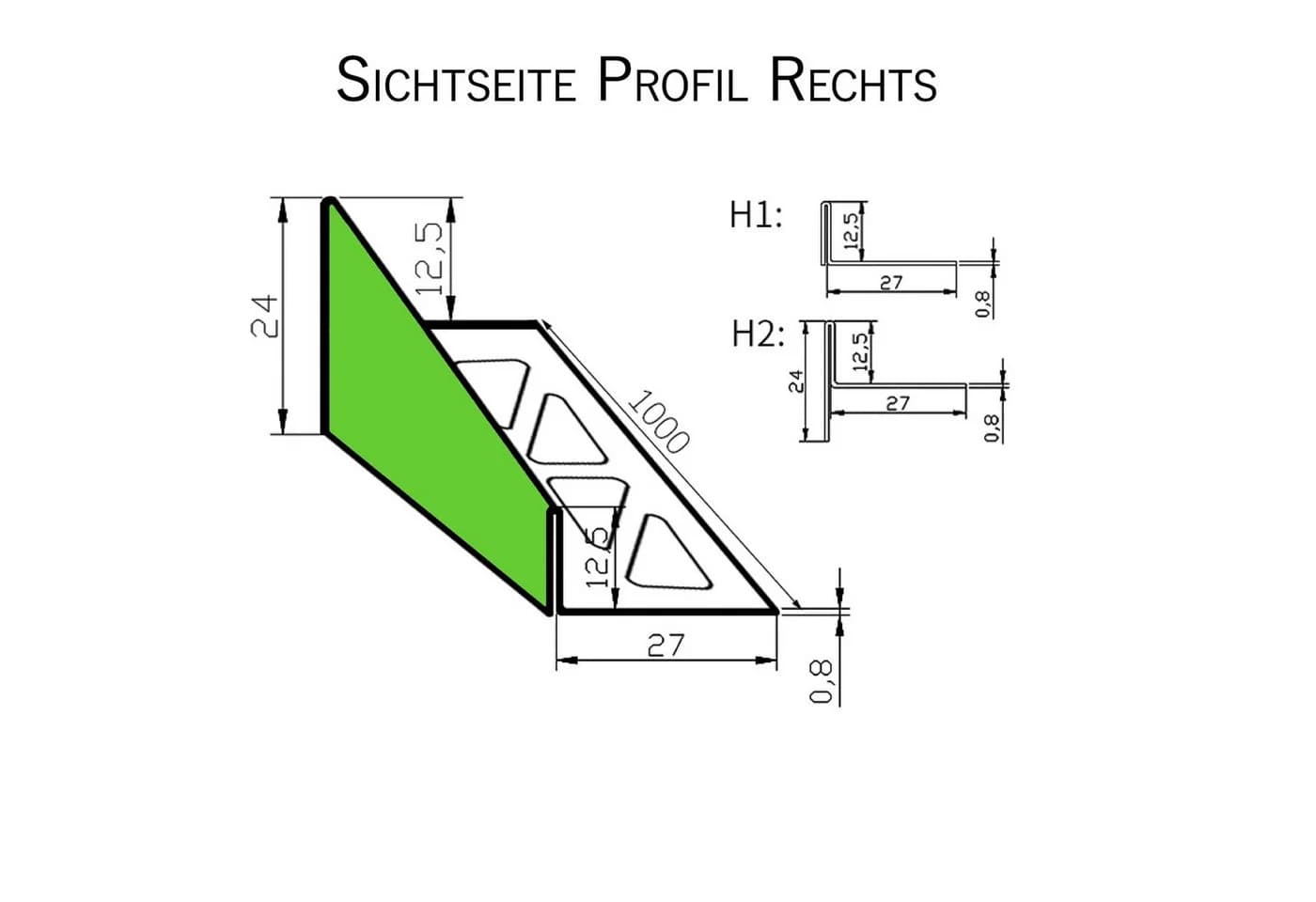 Edelstahl Keilprofil gebürstet 12mm V2A Gefälleprofil Dusche