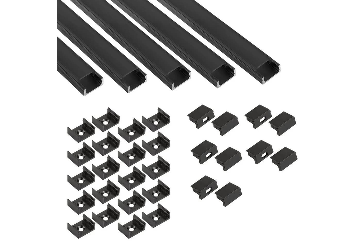 tktrading24 LED-Stripe-Profil A15 Schwarz 5x 2m inkl. Zubehör - Bild 2