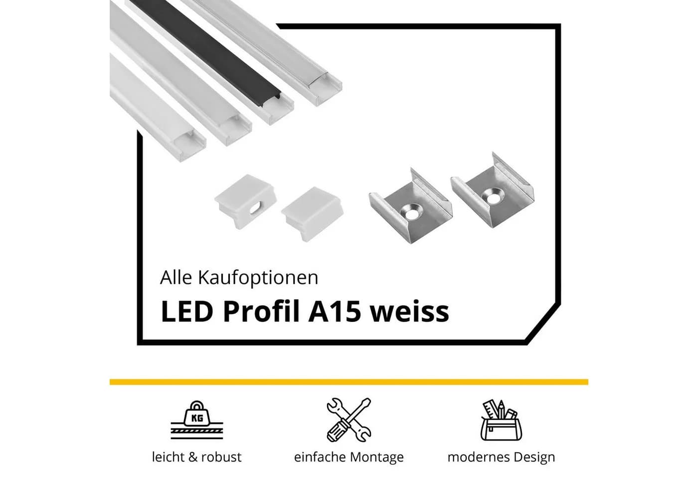 tktrading24 LED-Stripe-Profil A15 Aluprofil Weiß mit Abdeckung - Bild 3