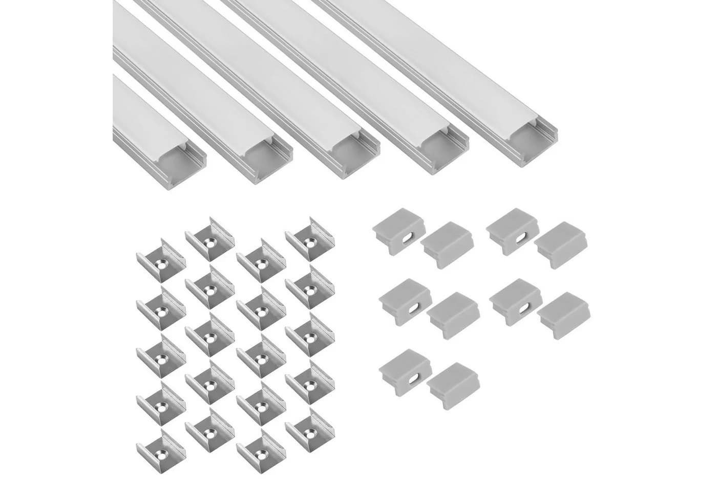 tktrading24 LED-Stripe-Profil 5x A15 LED Profil 2m Silber inkl. Abdeckung, Halter & Endkappen - Bild 2
