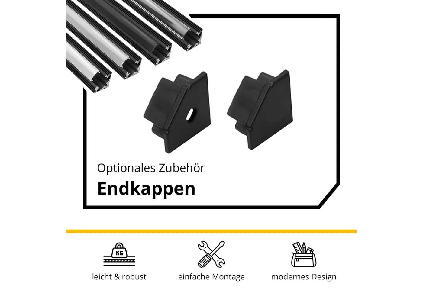tktrading24 LED-Stripe-Profil A19 Schwarz 90° Eckprofil - Bild 5