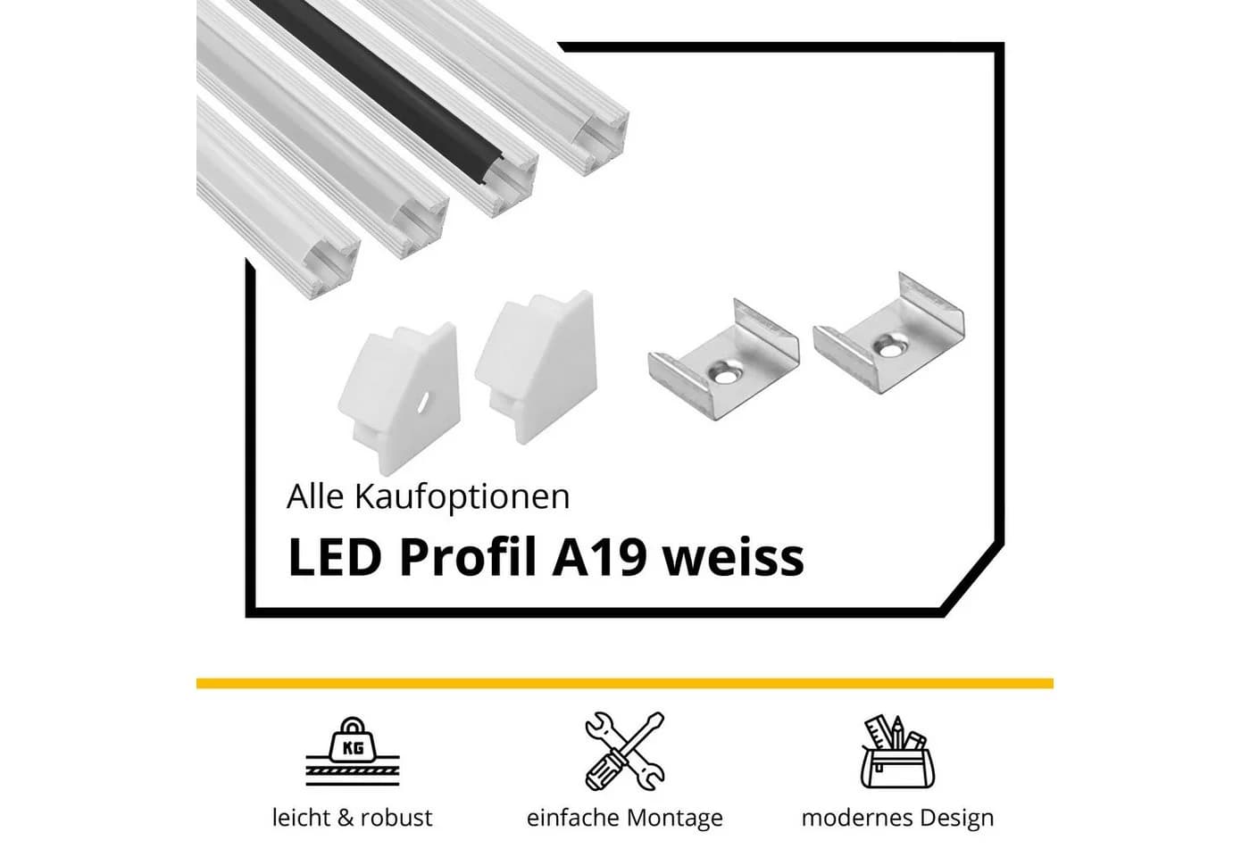 tktrading24 LED-Stripe-Profil A19 90° Eckprofil Weiss Aluminium - Bild 3