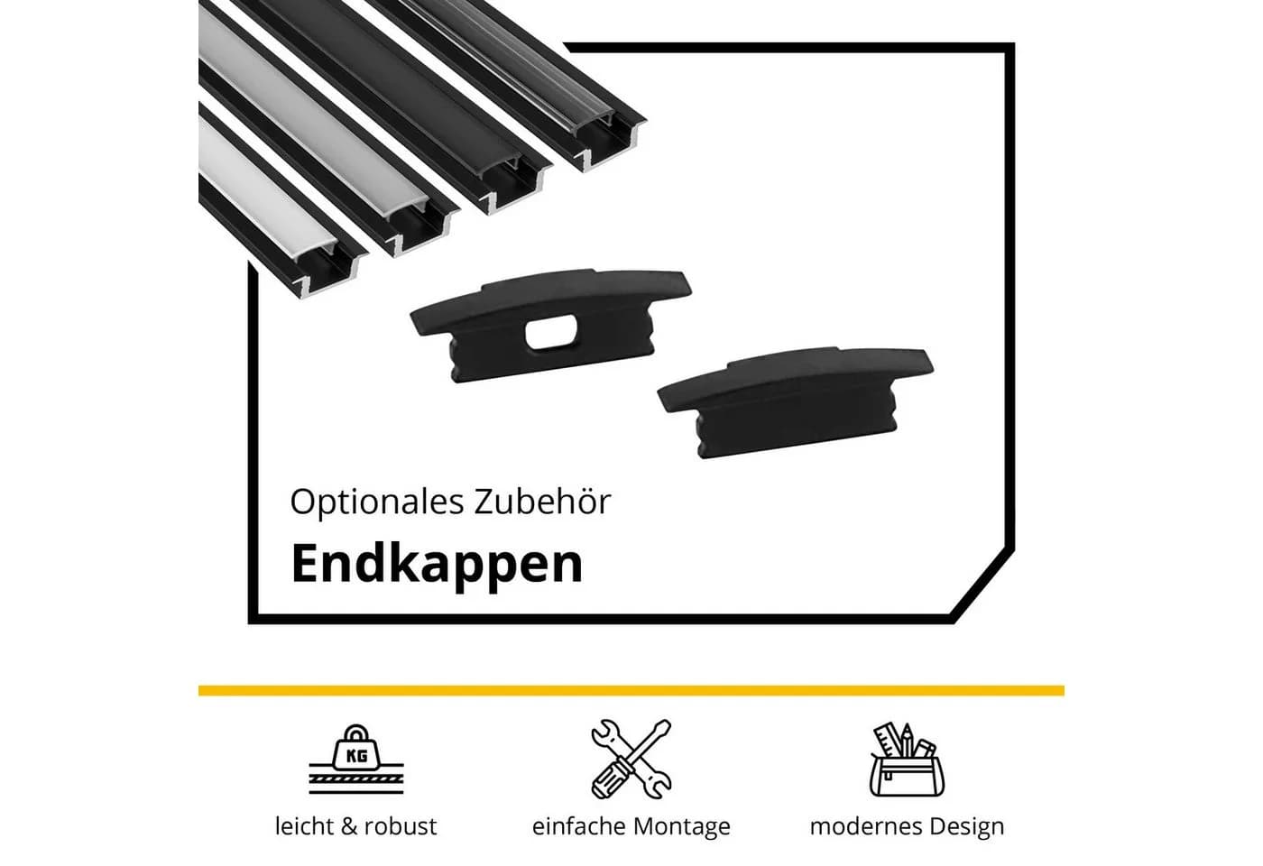 tktrading24 LED-Stripe-Profil A25 Schwarz mit Abdeckung - Premium Einbauprofil - Bild 4