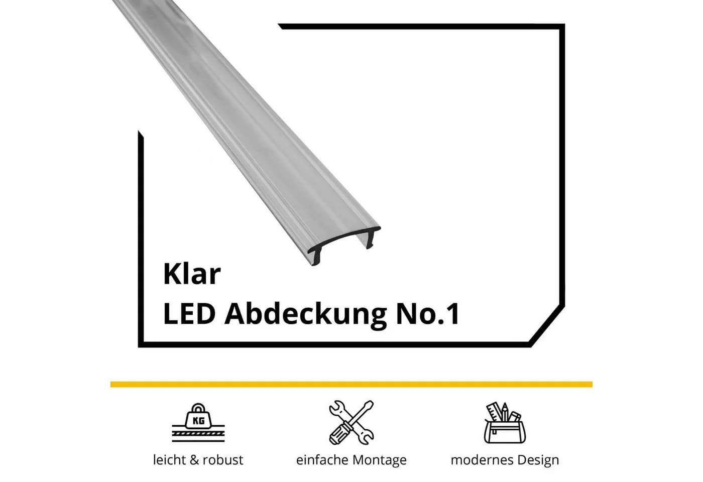 tktrading24 LED-Stripe-Profil Abdeckung No.1 Klar 2m