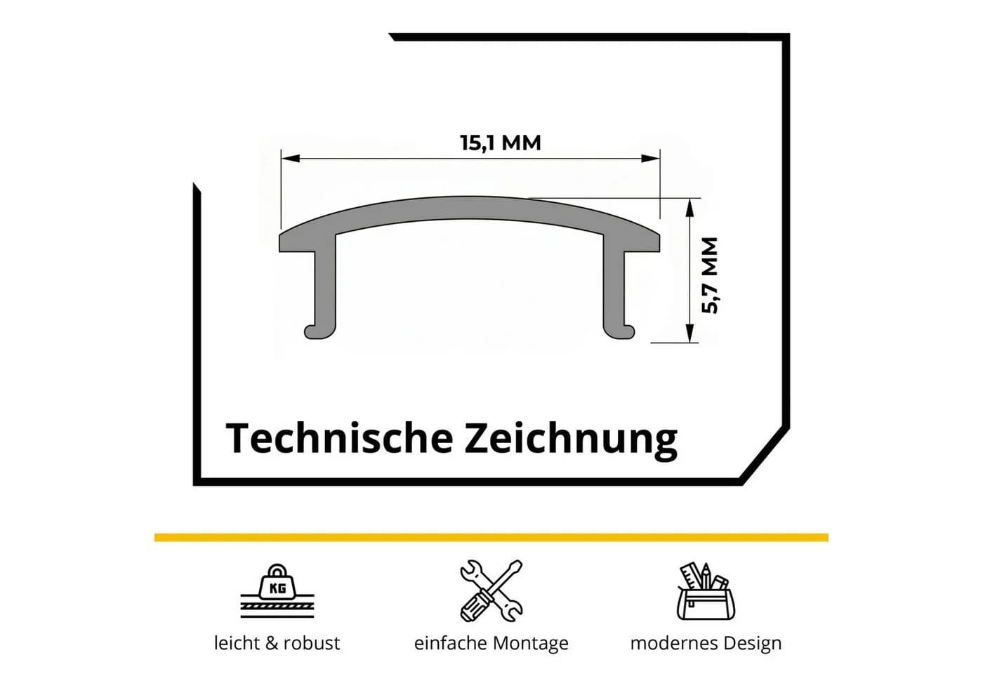 tktrading24 LED-Stripe-Profil Abdeckung No.1 - 2m Kunststoff für A17/A25/C01/C02/F01 - Bild 3