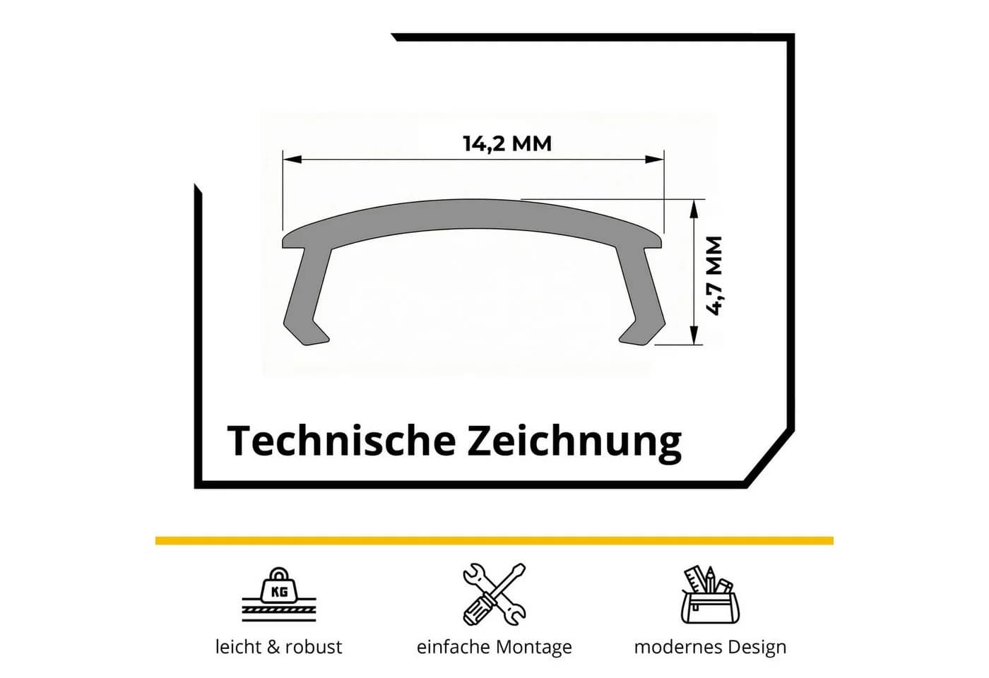 tktrading24 LED-Stripe-Profil Abdeckung No.9 Klar 2m - Bild 3
