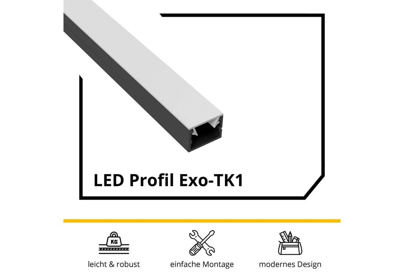 tktrading24 LED-Aluprofil für Akustikpaneele 2,7m mit Abdeckung