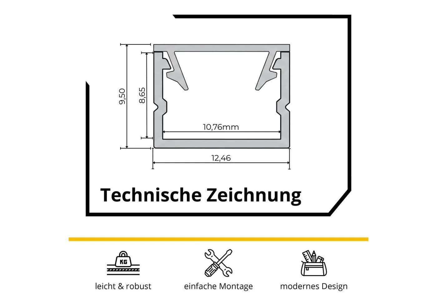 tktrading24 LED-Aluprofil für Akustikpaneele 2,7m mit Abdeckung - Bild 3