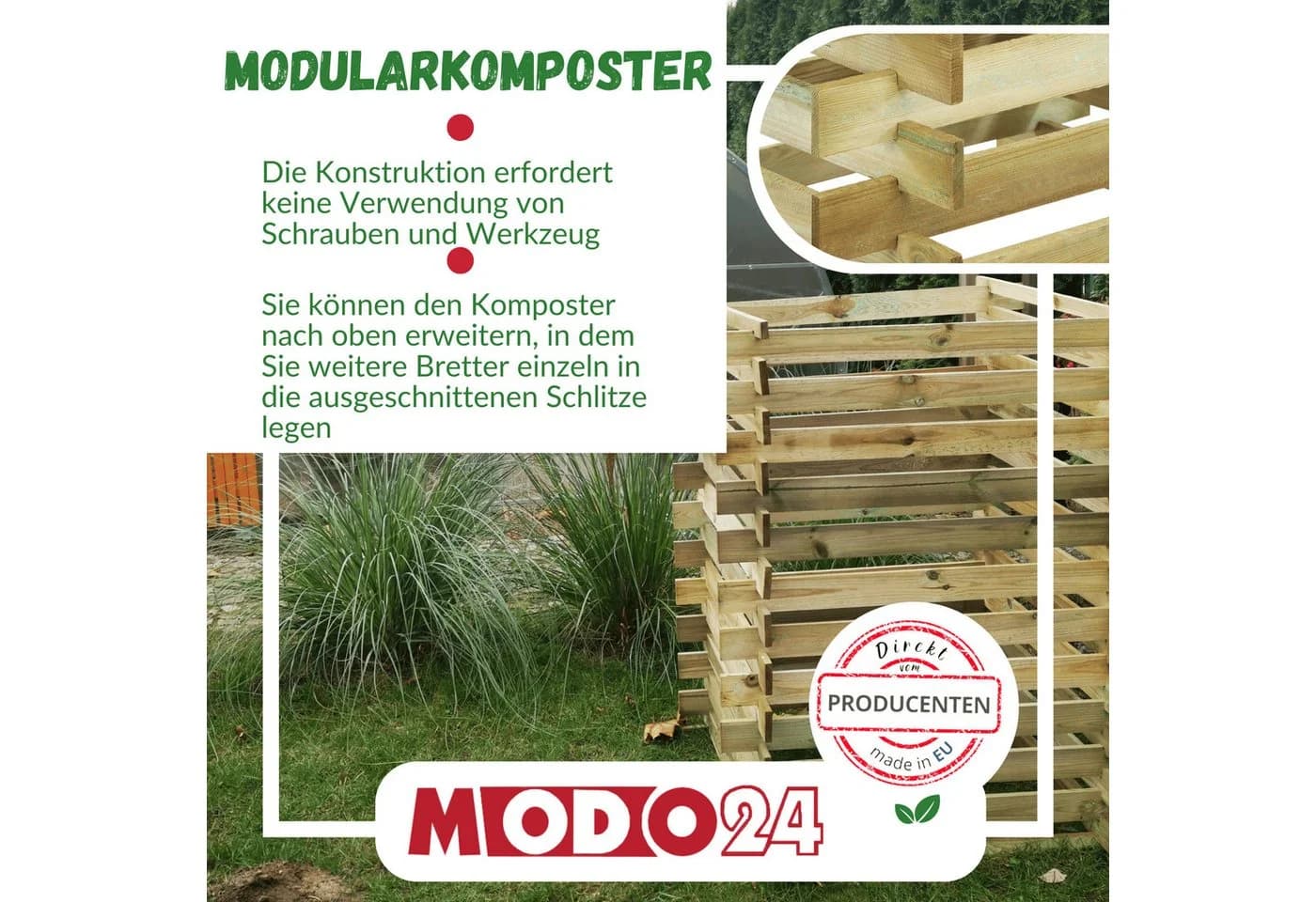 Modo24 Holzkomposter 600L mit Schutzgitter - Bild 5