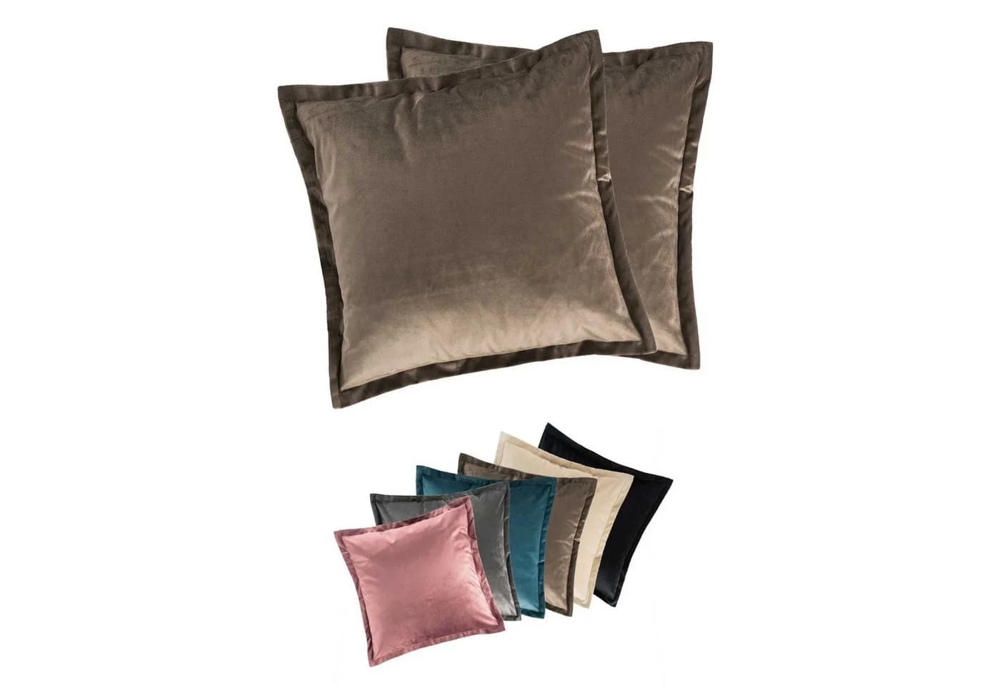 MOON Heimtextilien Kissenhülle 2er Pack 40x40 cm Samt Optik Taupe - Bild 2