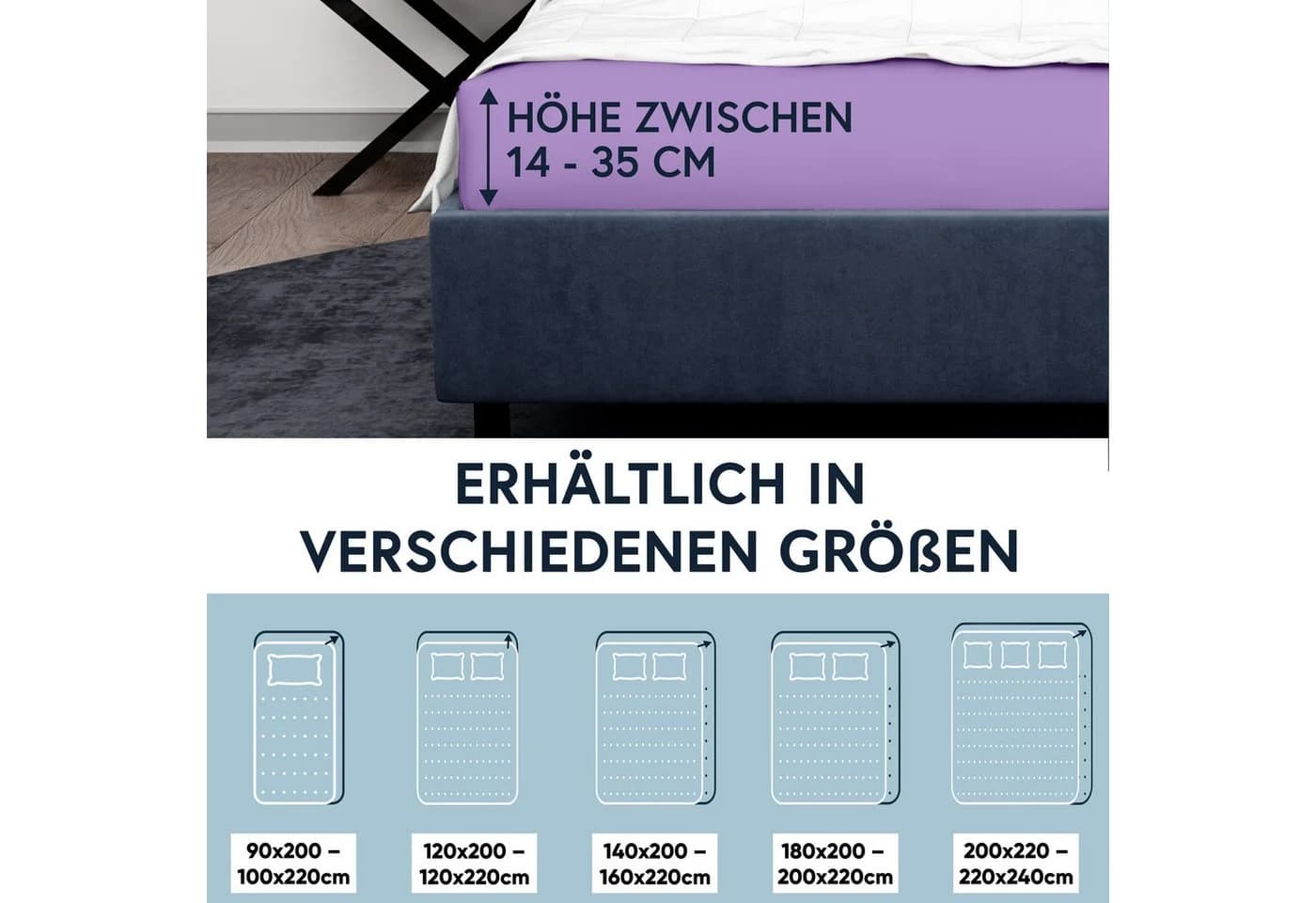 MOON Heimtextilien Spannbettlaken Jersey Stretch 230g/m² Mako-Baumwolle Violett - Bild 4
