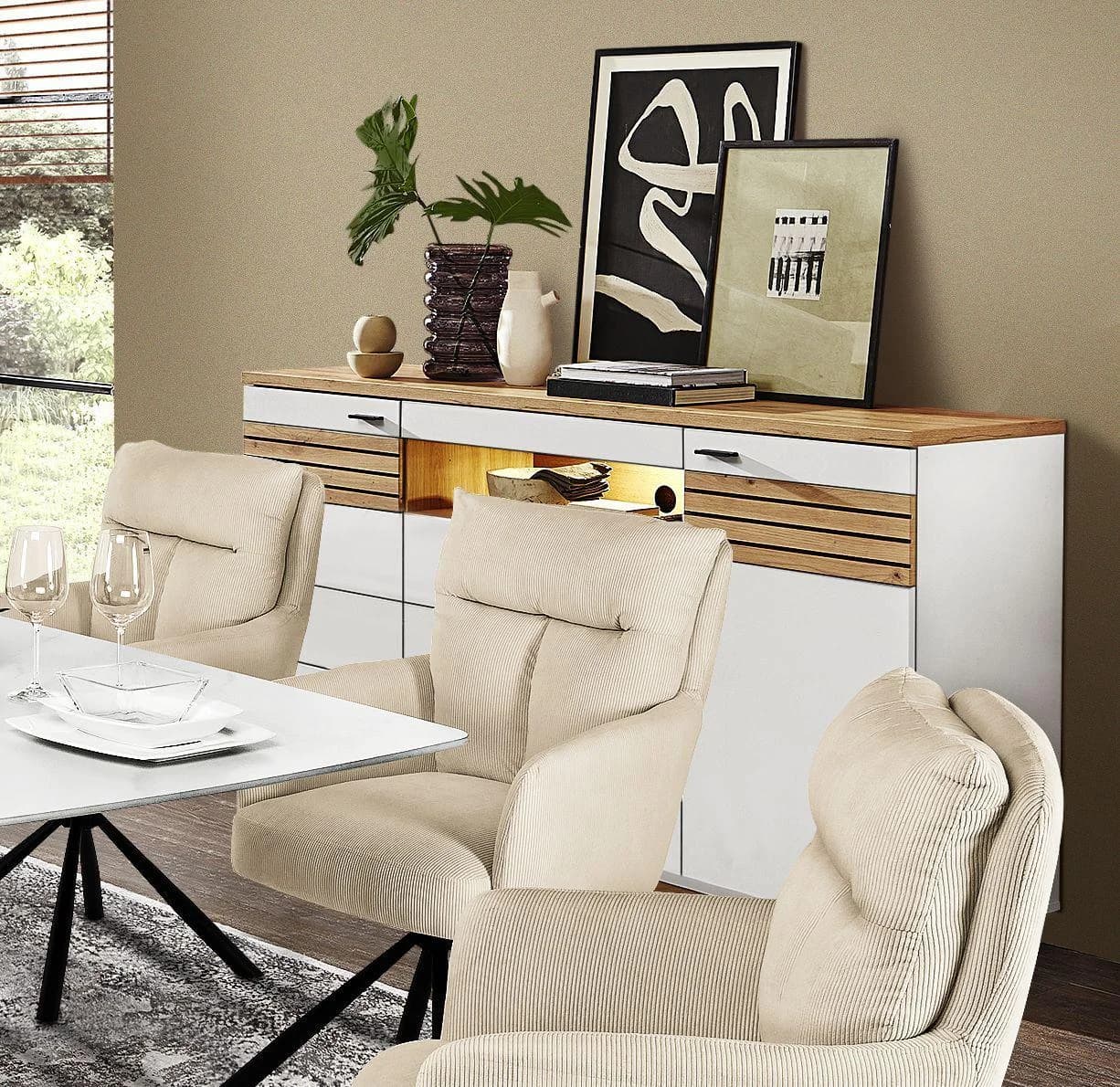 Sideboard Harper Wentworth Weiß Artisan Eiche Dekor