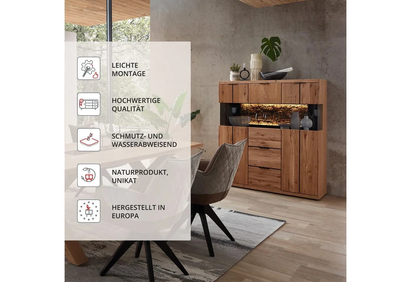 Highboard INNOSTYLE Donna Highboard Wildeiche Bianco Anthrazit - Bild 3