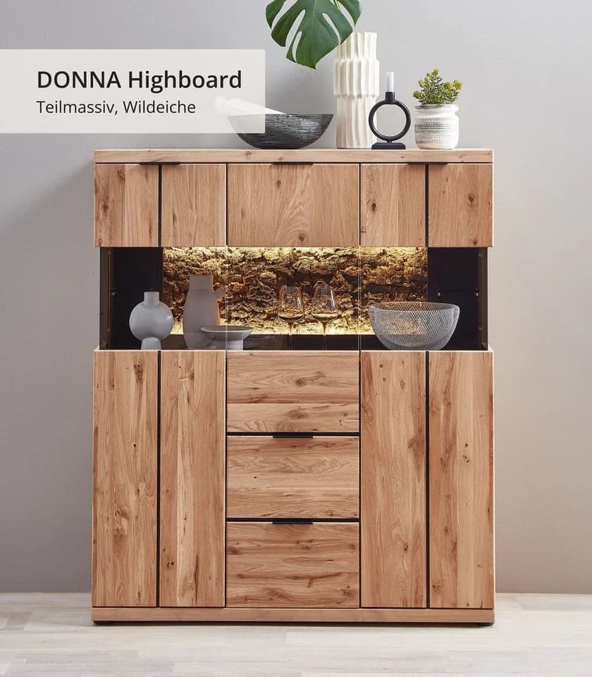 Highboard INNOSTYLE Donna Highboard Wildeiche Bianco Anthrazit - Bild 4