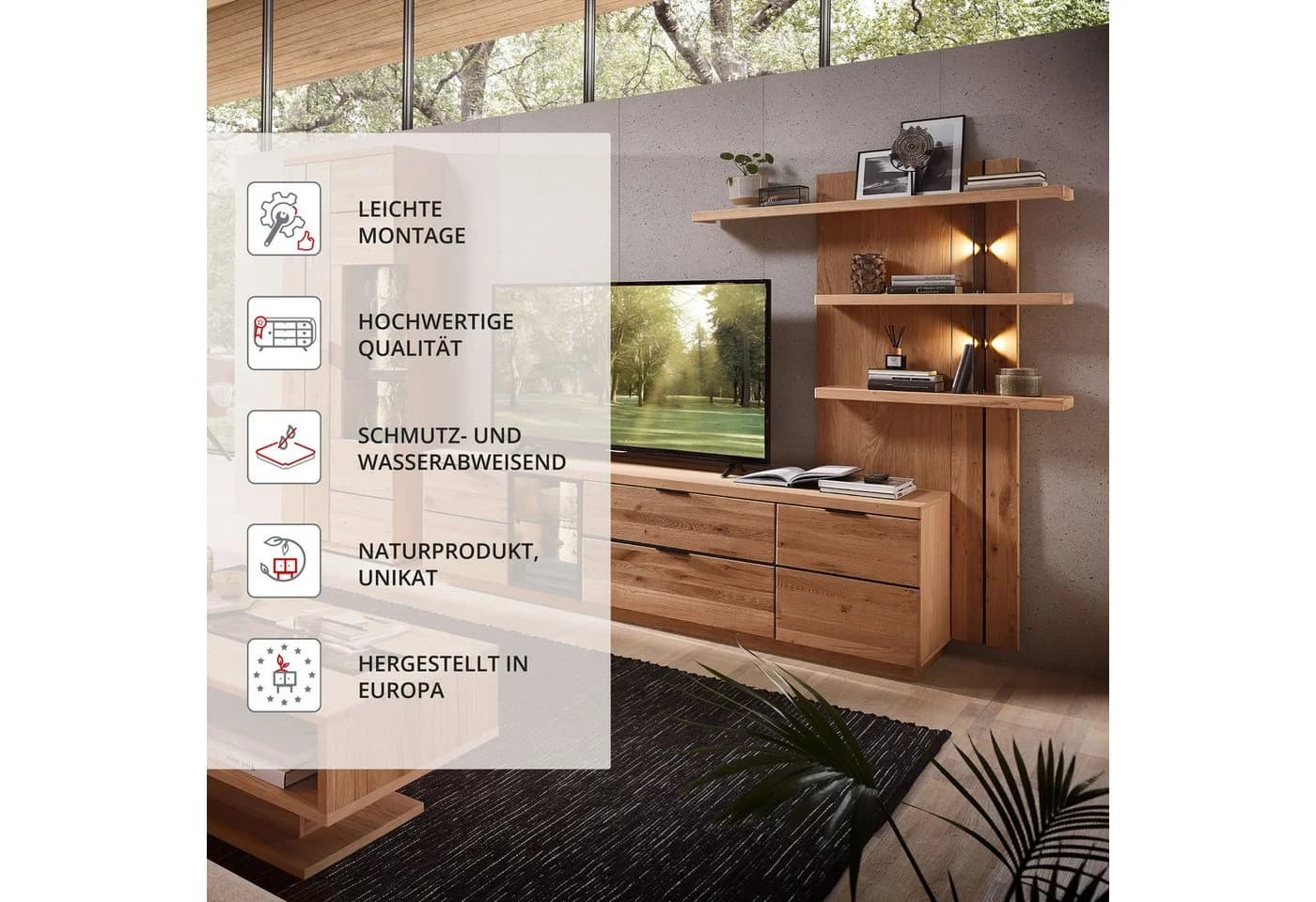 Innostyle Donna Wohnwand 290x207x50 cm Wildeiche Bianco Anthrazit - Bild 3