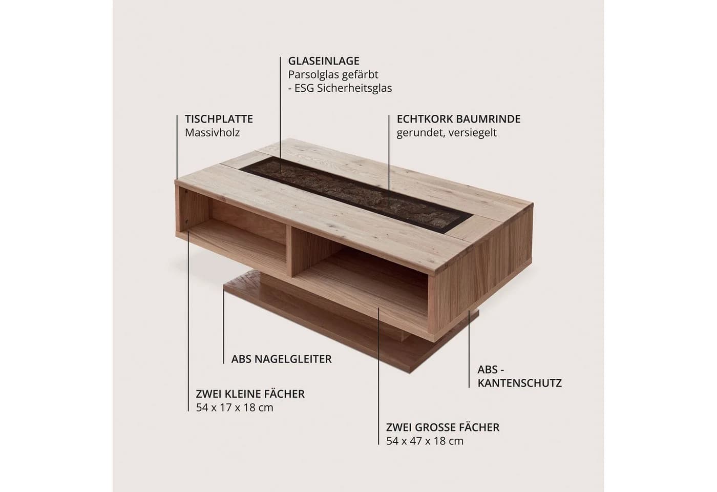 Couchtisch INNOSTYLE Donna Wildeiche Bianco Massivholz - Bild 5