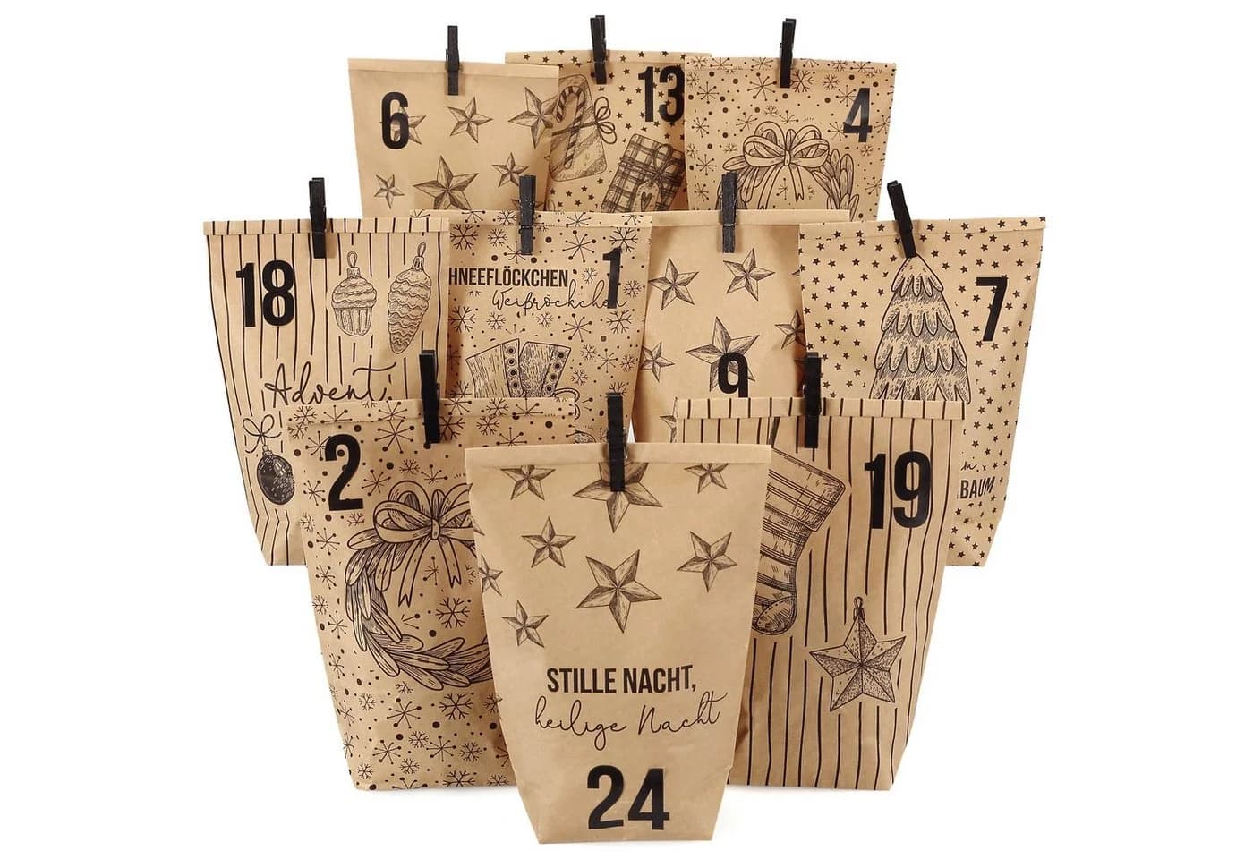 PAPIERDRACHEN Adventskalender befüllbar mit 24 Geschenktüten & Aufklebern - Bild 2