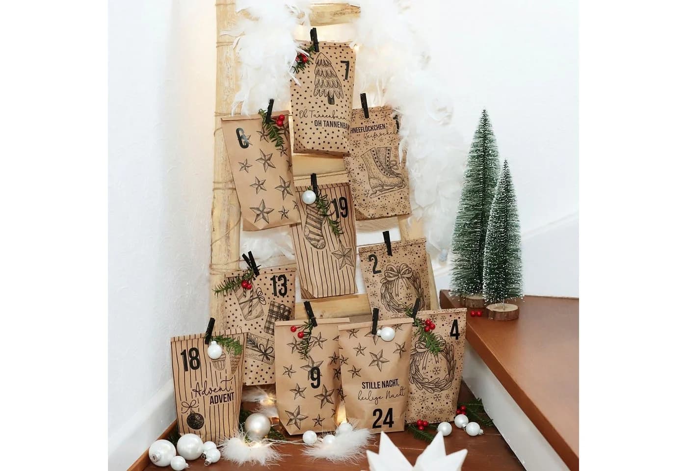 PAPIERDRACHEN Adventskalender befüllbar mit 24 Geschenktüten & Aufklebern - Bild 3