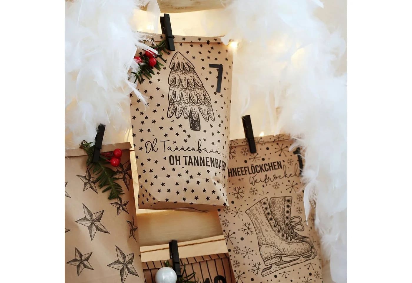 PAPIERDRACHEN Adventskalender befüllbar mit 24 Geschenktüten & Aufklebern - Bild 4
