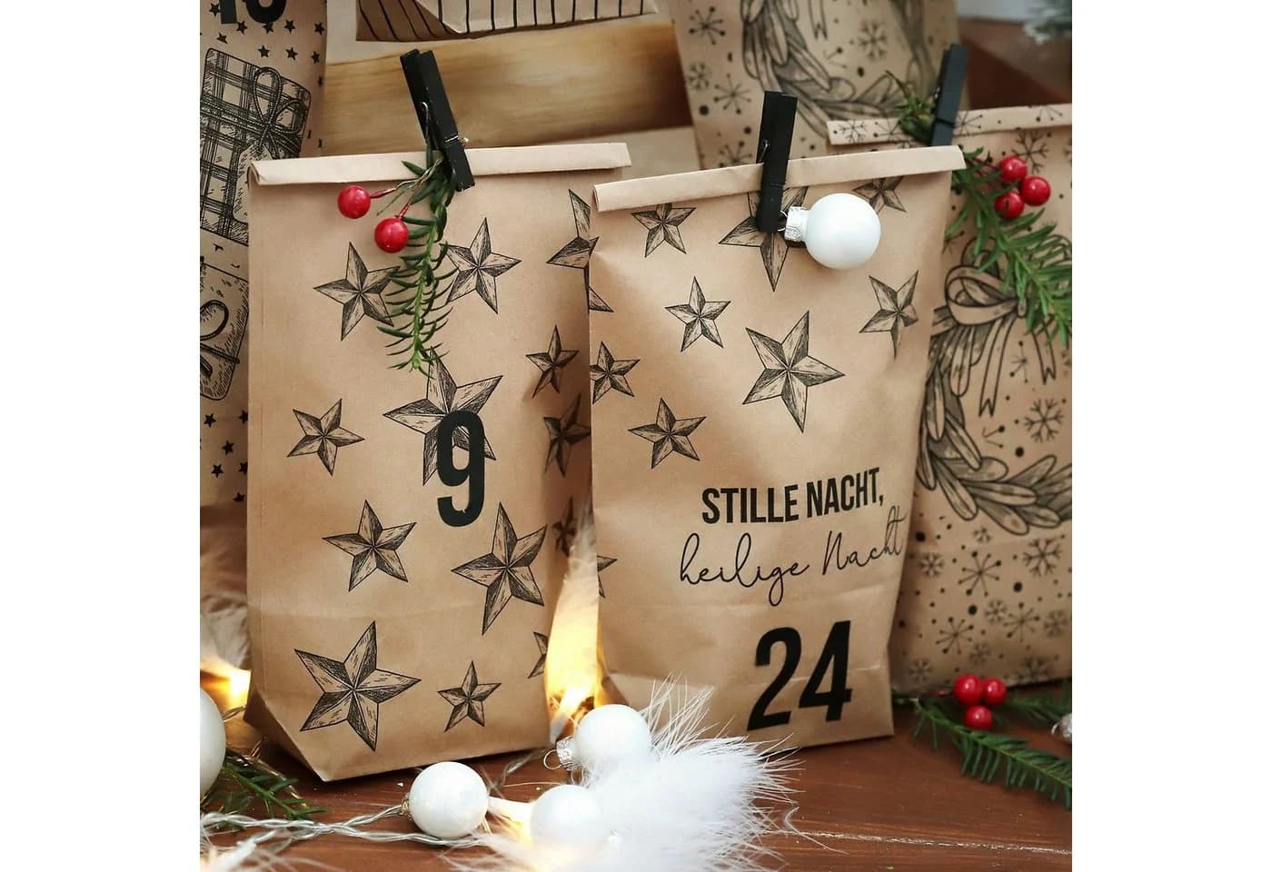 PAPIERDRACHEN Adventskalender befüllbar mit 24 Geschenktüten & Aufklebern - Bild 5