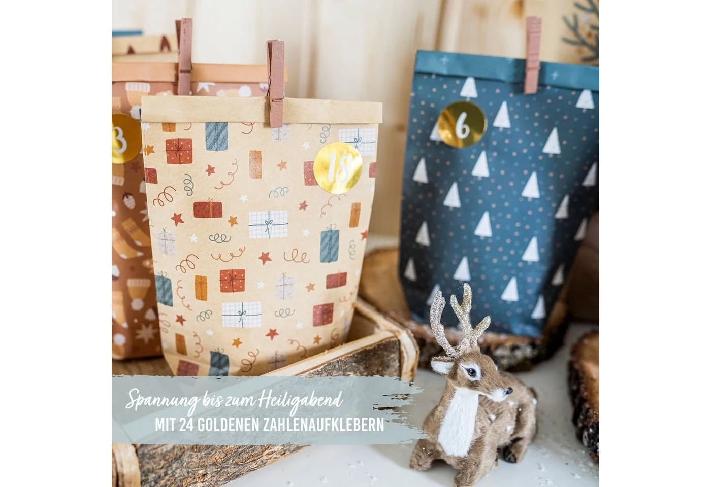 PAPIERDRACHEN befüllbarer Adventskalender mit bedruckten Tüten - Bild 3