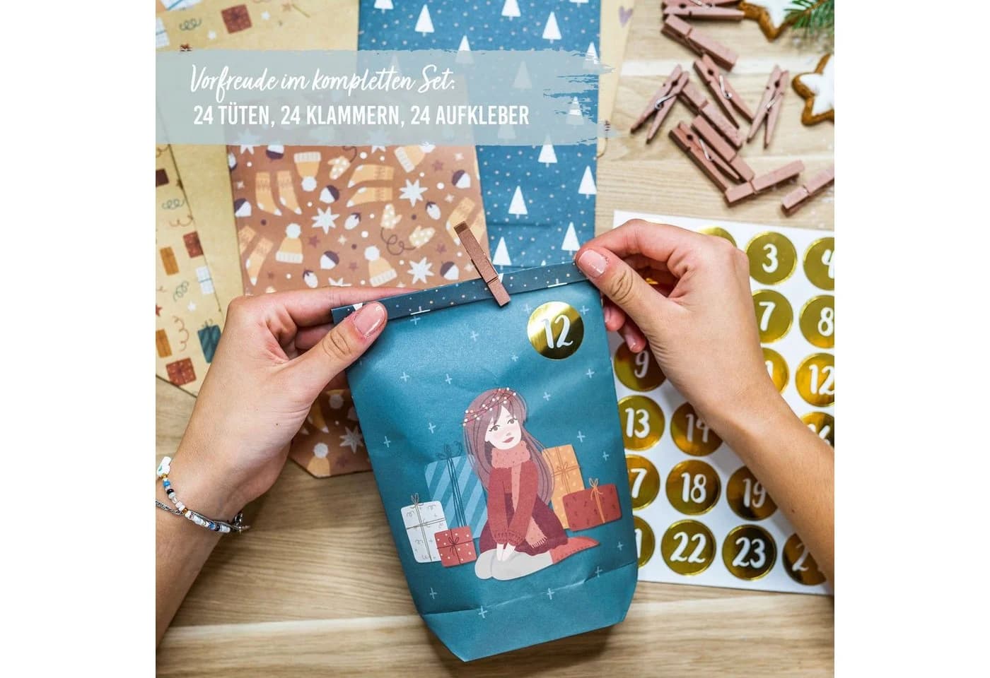 PAPIERDRACHEN befüllbarer Adventskalender mit bedruckten Tüten - Bild 5