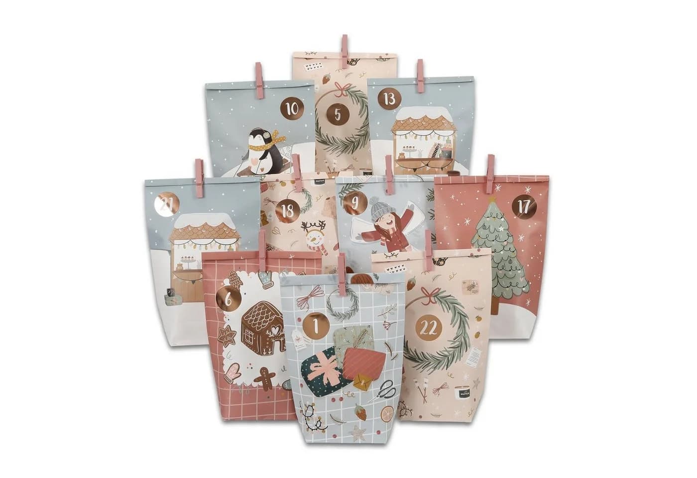 PAPIERDRACHEN befüllbarer Adventskalender mit bedruckten Tüten - Bild 2