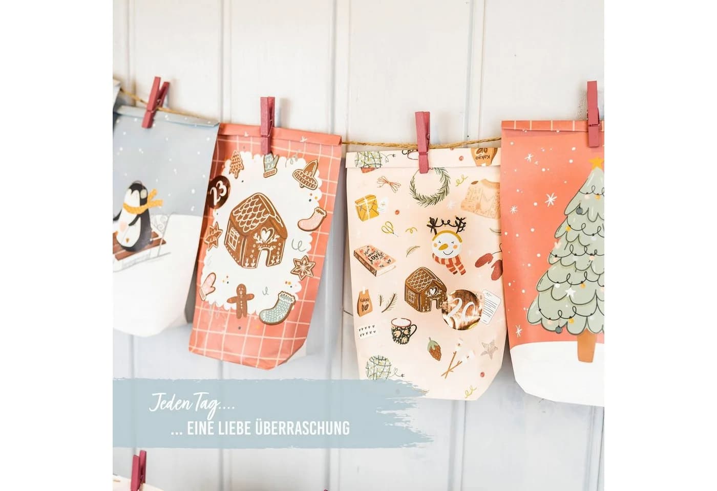 PAPIERDRACHEN befüllbarer Adventskalender mit bedruckten Tüten - Bild 3