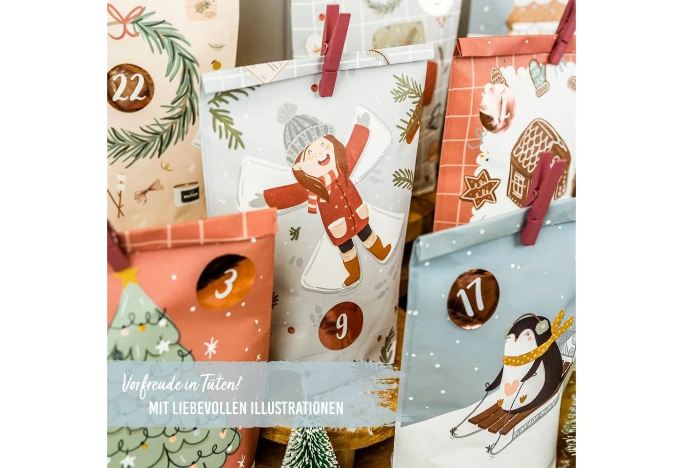 PAPIERDRACHEN befüllbarer Adventskalender mit bedruckten Tüten - Bild 5