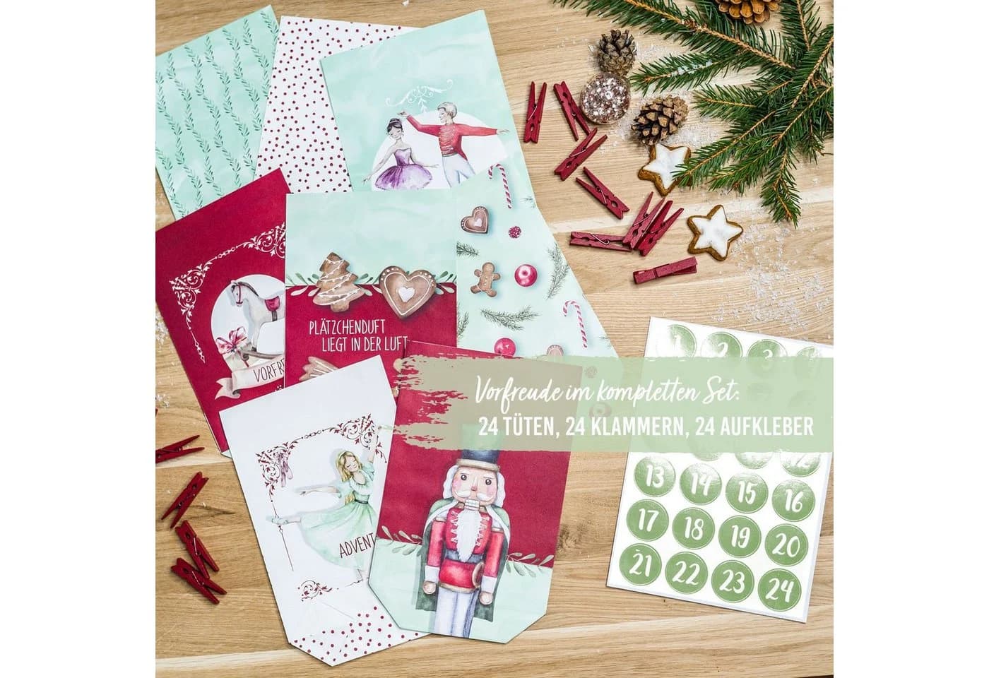 PAPIERDRACHEN befüllbarer Adventskalender mit 24 Tüten & Aufklebern - Bild 4
