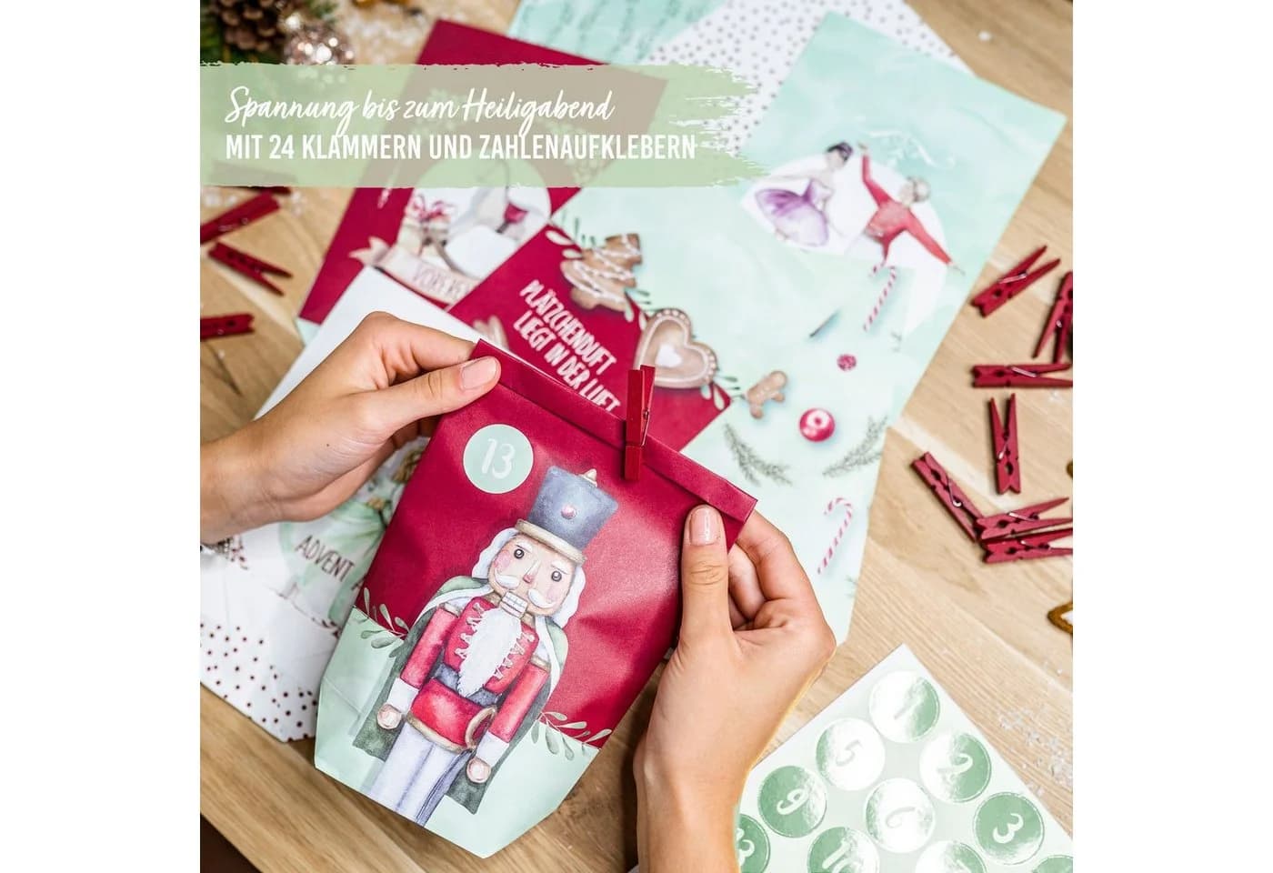 PAPIERDRACHEN befüllbarer Adventskalender mit 24 Tüten & Aufklebern - Bild 5