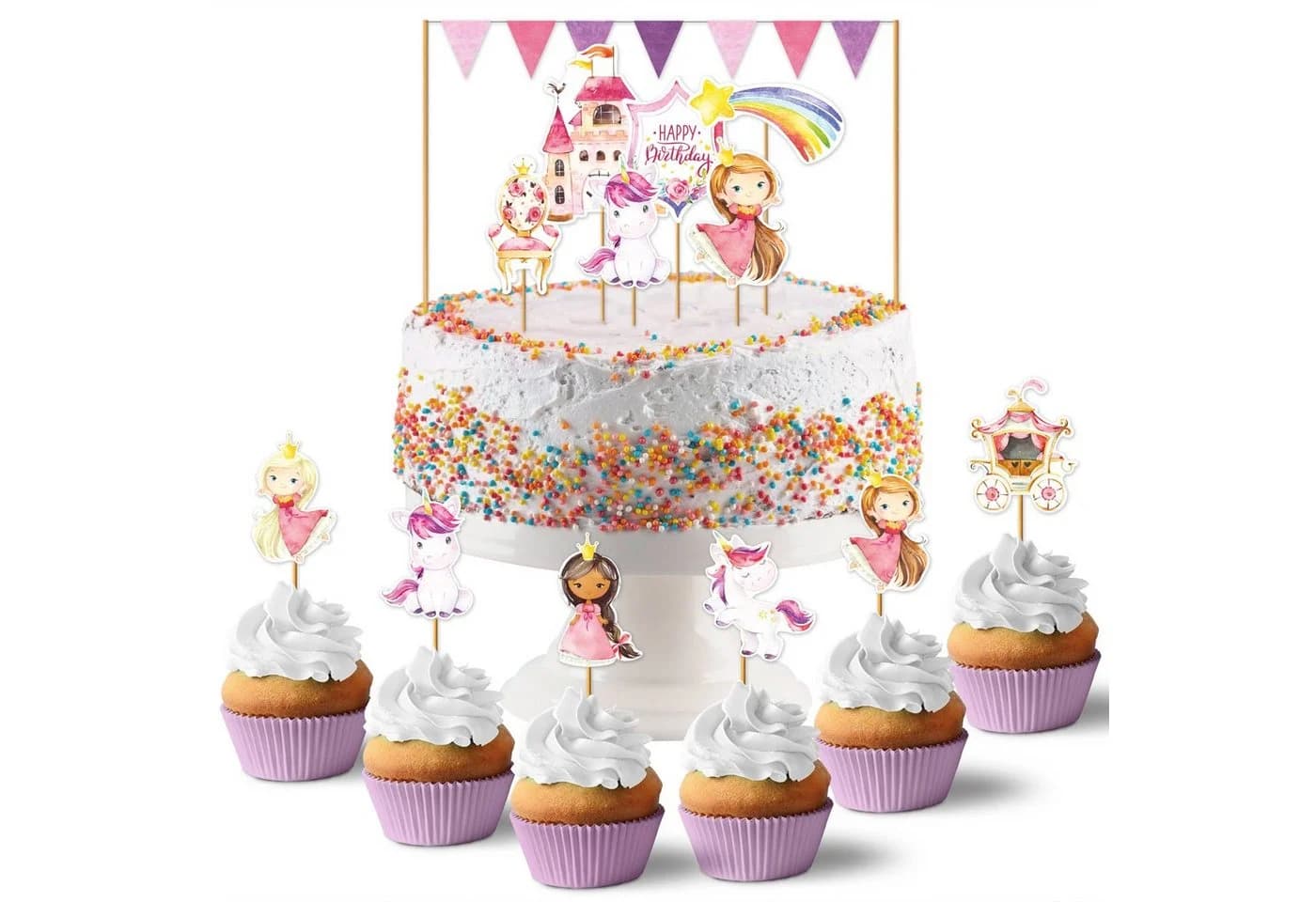 PAPIERDRACHEN Papierdekoration Cake Topper 19-teilig Rosa - Bild 2