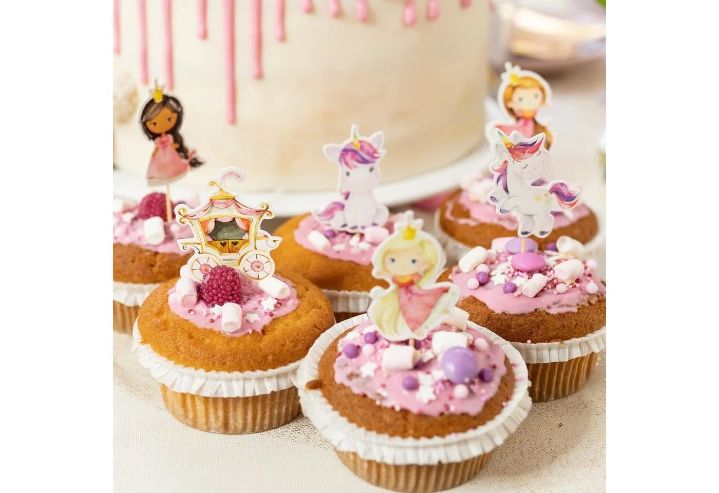PAPIERDRACHEN Papierdekoration Cake Topper 19-teilig Rosa - Bild 3