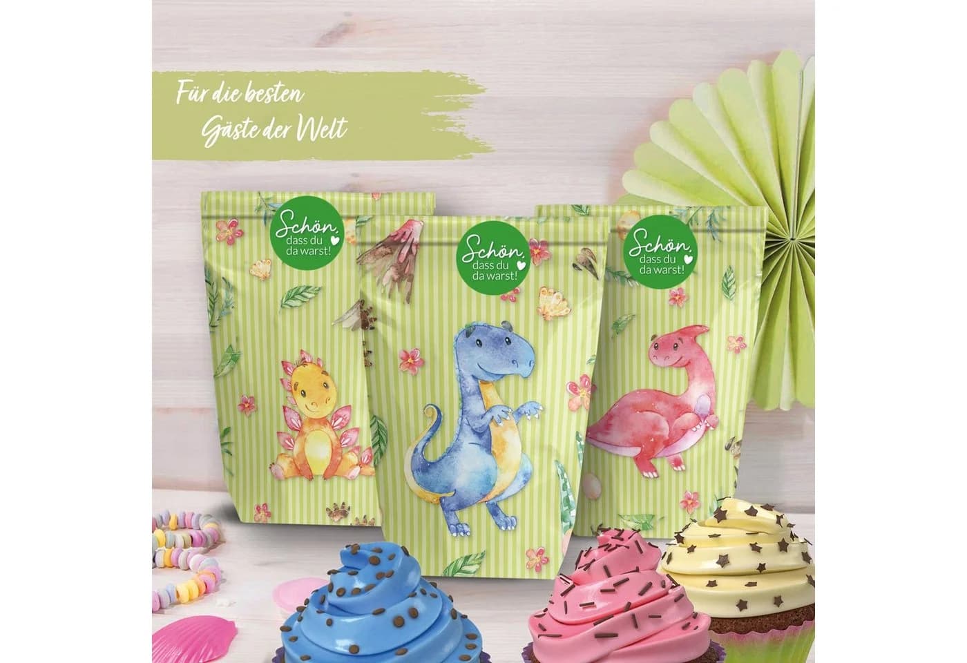 PAPIERDRACHEN Geschenkbox 12 Geschenktüten Bunt mit Aufklebern