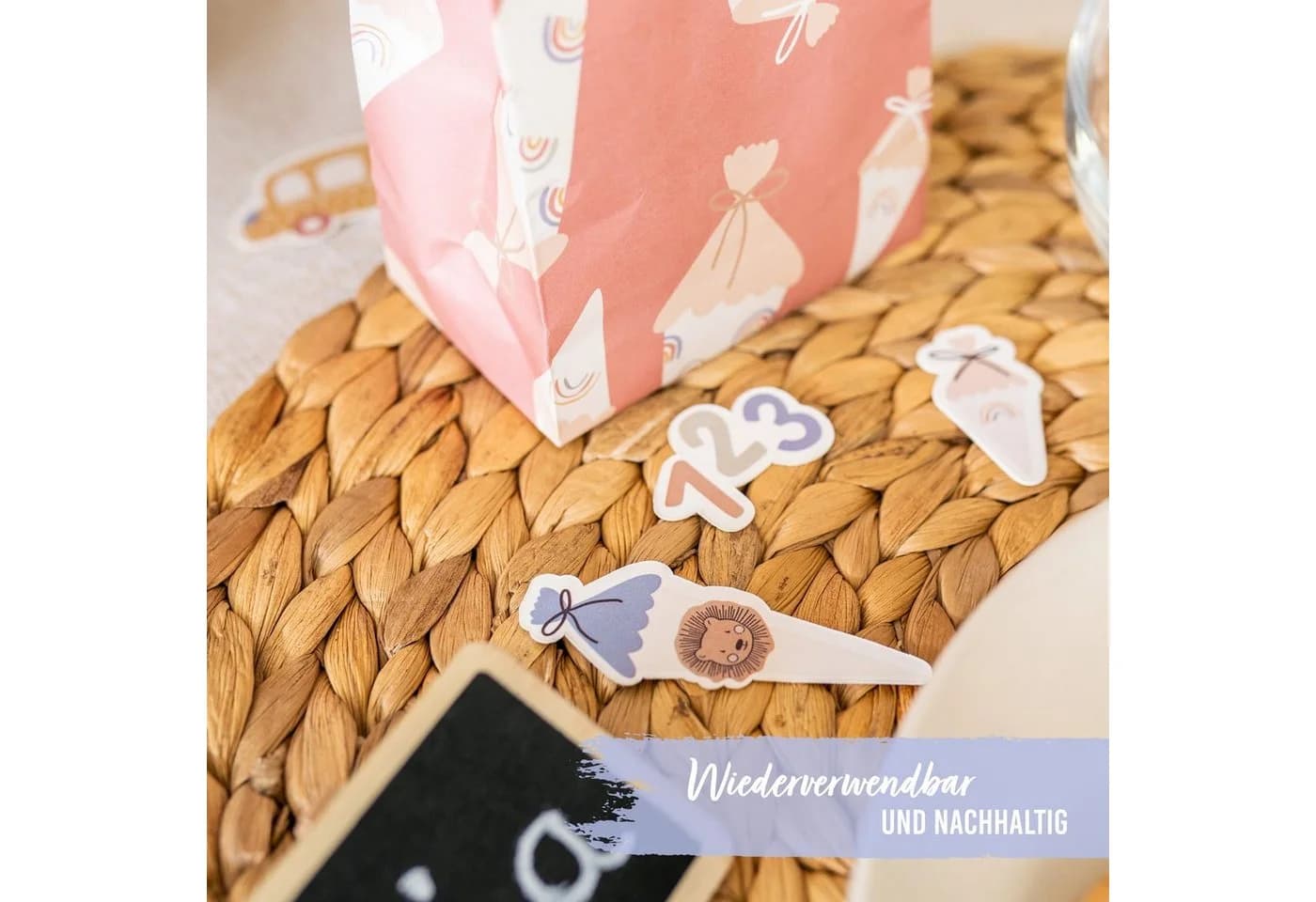 PAPIERDRACHEN Tischkonfetti Einschulung Bunt Aquarell & Holz - Bild 3