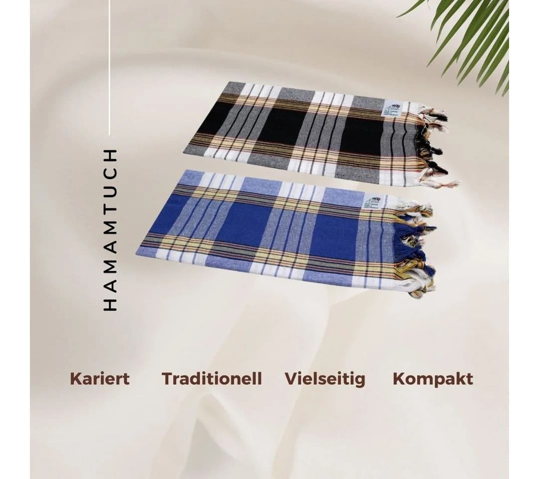 my Hamam Hamamtuch Set 2 Stück blau/schwarz kariert Baumwolle Polyester - Bild 4
