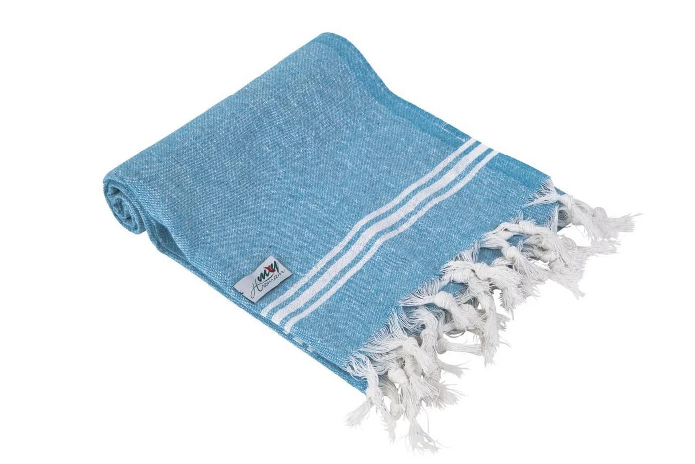 my Hamam Hamamtuch Pestemal Türkis-Weiß Saunatuch Baumwolle Polyester
