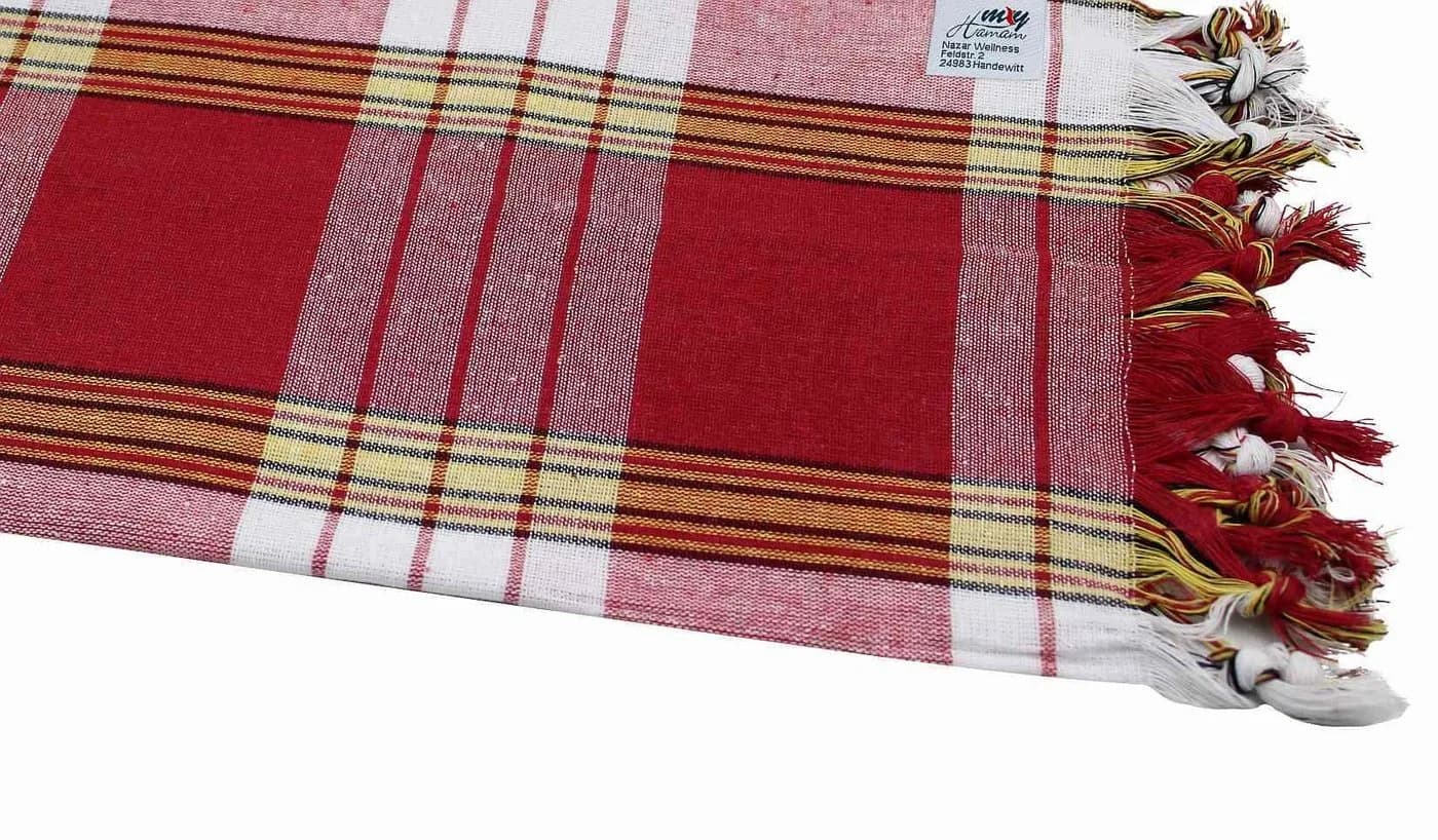my Hamam Hamamtuch kariert rot Classic Style Pestemal - Bild 4