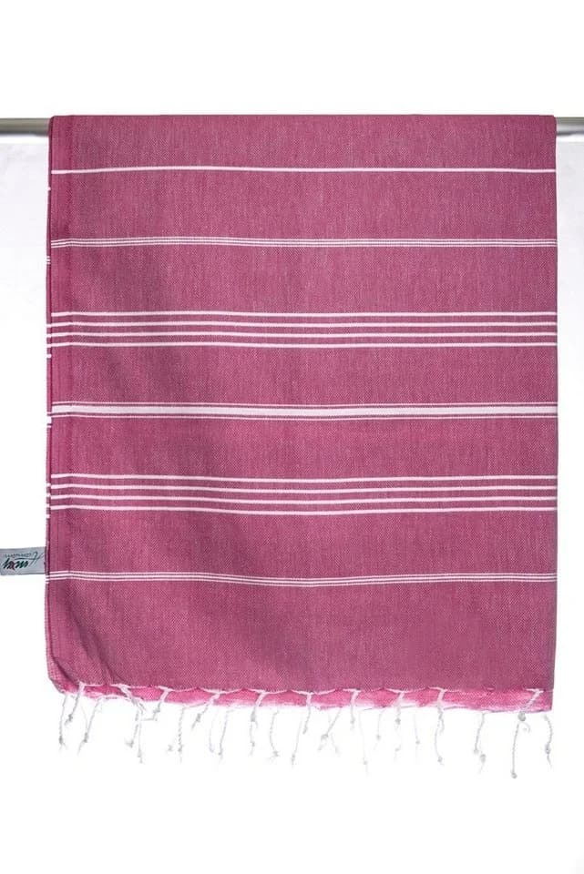 my Hamam Hamamtuch Sultan Baumwolle Rot/Weiß Streifen