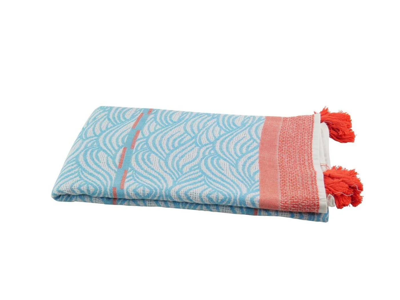 my Hamam Hamamtuch Strandtuch Blau/Rot Allover-Muster Quasten - Bild 2