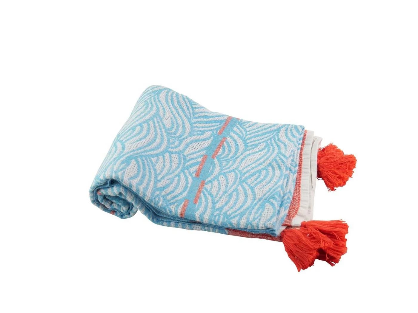 my Hamam Hamamtuch Strandtuch Blau/Rot Allover-Muster Quasten - Bild 3